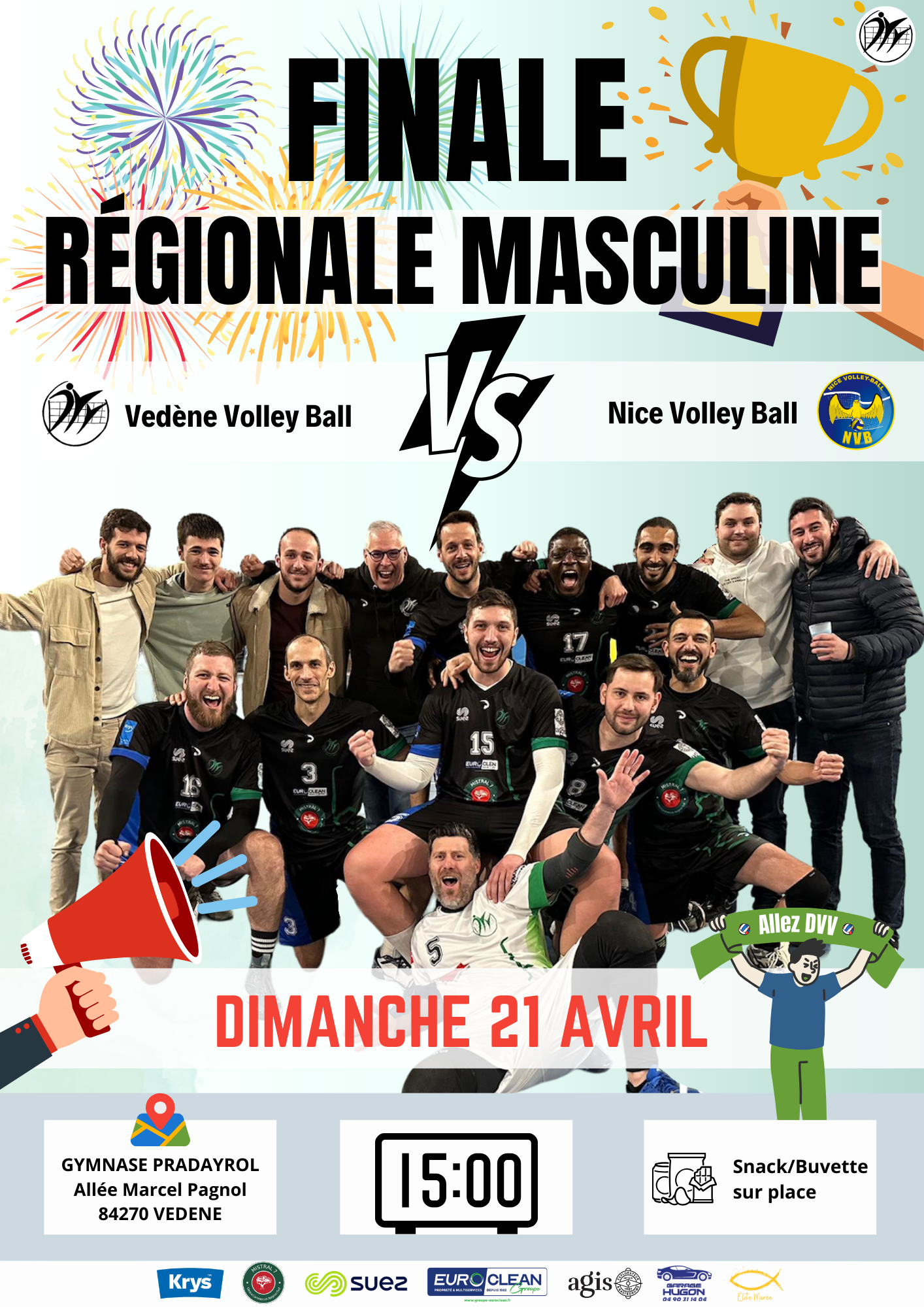 Annonce - Match Régionale masculine le 21 Avril à 15h00